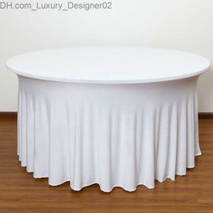 Ruffled Round Spandex Wedding Table Covers Stretch Skirt Table Cloth Linens Party Event Decoration Q230828