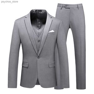 男性スーツセットジャケット +ベスト +パンツ高品質のビジネスファッションスリムフィットブレザー/ウェディンググルームタキシード3ピースメンズ衣類Q230828
