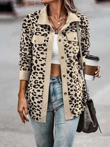 Frauenjacken 2023 Herbst Leopardenmuster Jacke Frauen Vintage Cord Jacke Frauen Langarmer Winter Mode Loose Shirt Jacke T230828