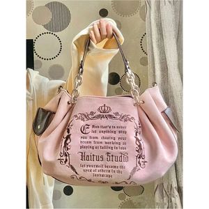 Evening Bags Gothic Style Handbag For Women Embroidery Shoulder Bags Large Capacity Tote Bag Velour Crossbody Y2k Shoulder Messenger Bag 230828