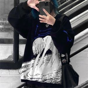 Женские свитеры Женские вязание Симпатичный аниме -принт узобления o Seck Sweater Streetwear Girls Негабаритный хараджуку в трикотаж женский Y2K 230827