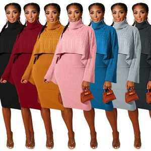 Sweater Dress Two Piece Set Womens Turtleneck