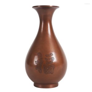 Vase Arzak Fu Word Vase Copper Happy Brow Ornaments Crafts Living Room Office Home Decorationsチャイナ伝統的なスタイル