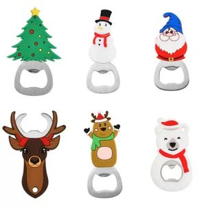 Portable Christmas Bottle Opener Stainless Steel Snowman Xmas Tree Bear Deer Santa Shaped Xmas Gift Kitchen Tool 828