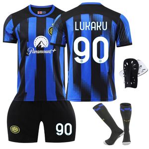 22 23 24 Jersey Lukaku piłka nożna Barella Inters Dzeko Milans Lautaro Vidal J. 22 23 24 Shirt Football Calhanoglu Gagliardini Men Kit Yellow 3rd Kids Equpment 86549