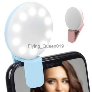Mini LEDS-lampor laddningsbara USB-ring bärbar filmning Foto selfie fyller ljus söt belysning stativ lysande klipp på mobil hkd230828