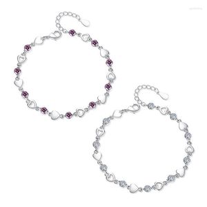 Link bransoletki srebrna bransoletka sercowa dla kobiet w łańcuchu nadgarstka urodziny 97qe
