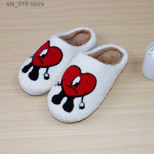 Slippers ASIFN Women's Bad Bunny Heart Slippers Winter House Girls Cute Fluffy Un Verano Sin Ti Slipper Merch Slides Bedroom Home Shoes T230824