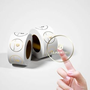 Custom Logo Printing Roll Transparent Labels Clear Self Adhesive Private Sticker For Packaging Box