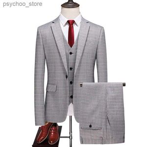 S-6XL av hög kvalitet (kostym + väst + byxor) British Style Casual Wedding Dress Work Business Men's Formal Suit Three-Piece Suit Q230828