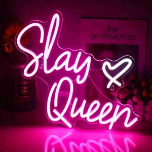 Slay Queen LED Neon Sign Cool Personalized Handmade Neon Light for Party Bedroom Club Store Decoration Neon USB Powered Light HKD230825