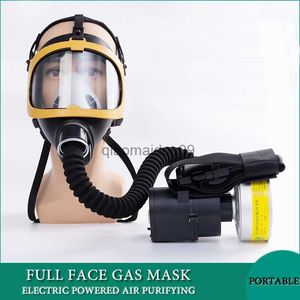 Skyddskläder Portable Full Face Electric Powered Air Supply Chemical Gas Respirator Arbetssäkerhetsmask för industriell svetsmålning Sprutning HKD230825