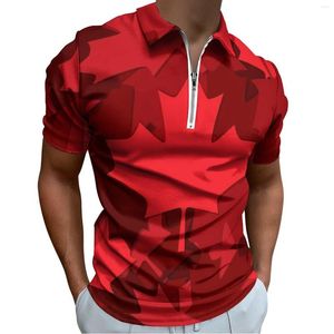 Erkek Polos Kırmızı Yaprak Günlük Polo Gömlek Kanada Maple T-Shirts Erkekler Kısa kollu Grafik Gömlek Günü Estetik Büyük Boy Üstler Hediye Fikir