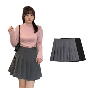 Clothing Sets Solid Color Casual Short Pleated Skater Skirt For Women Girls School Unfiorm Plus Size