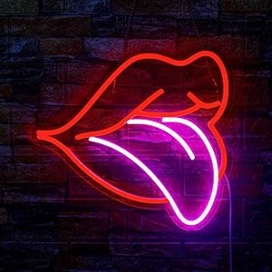 Rote Lippen Zungenform Neonlichter Schilder Sexy Zunge Neonschilder für Wanddekoration LED-Schild für Schlafzimmer Wandbar Geburtstagsfeier Dekor HKD230825