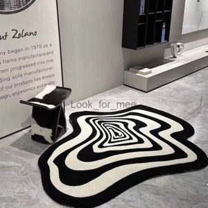 Creative Black White Striped Living Room Carpet Home Decoration Bedroom Rug Fluffy Plush Fashion Advanced Children's Play Mat HKD230828