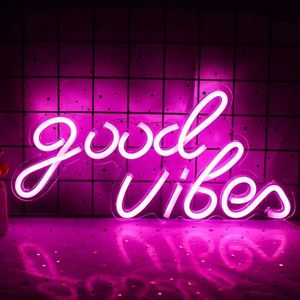 Custom Good Vibes Неоновая Вывеска Свет Настенный Декор Светодиодный Ночник Рождественские Подарки На День Рождения Неоновая Лампа для Украшения Домашней Комнаты HKD230825