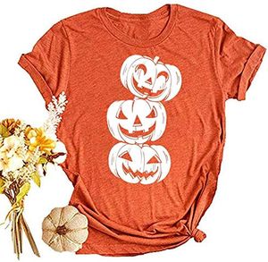 レディースフォールカボチャTシャツ面白い半袖ハロウィーングラフィックティートップス