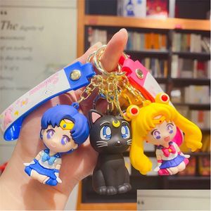 Cartoon Accessories Fashion Blogger Designer Jewelrycute Sailor Moon Warrior Key Ring Mobile Phone Keychains Lanyards Keyrings Wholesa Dhpl7