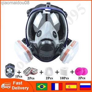 Vestuário de proteção Máscara química 6800 7 em 1 Máscara de gás Respirador à prova de poeira Pintura Spray de pesticidas Silicone Filtros faciais completos para soldagem de laboratório HKD230826