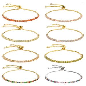 Braccialetti con ciondoli Bracciale da sposa in cristallo con catena ghiacciata regolabile da 3 mm con zirconi cubici di lusso per donna uomo colore oro