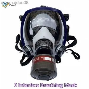 Protective Clothing 3 ports Multipurpose Full Gas mask spherical Super clear Fully sealed Protective mask Spray paint Industrial pollution gas mask HKD230826