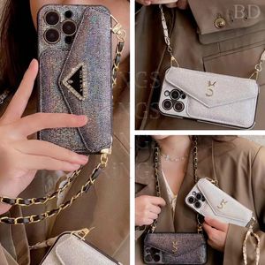 デザイナーiPhone電話ケース15 14 Pro Maxury Crossbody Crossward Card Slot Purse 18 17 16 15Promax 14Pro 14Pro 13Pro 12Pro 13 12 11ロゴボックス828でケース