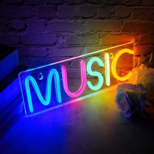 Música sinal de néon música led luzes de néon letras sinal de luz de néon sinal de barra de néon acender sinal para cerveja bar música quarto decoração da parede hkd230825