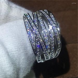 Wedding Rings Huitan Sparkling Cross For Women Modern 2023 Female Finger Party Fashion Versatile Lady Jewelry Wholesale