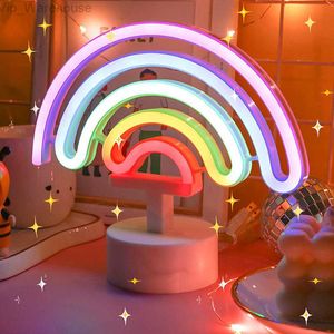 USB LED Neon Light Flamingo Unicorn Rainbow Love Decoracin Night Light Neon Sign Alimentato a batteria Christmas Room Decor Lampada HKD230825