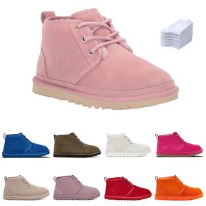 Neumel Chucka Bota masculina de marca feminina castanha Chukka botas de tornozelo macias de lã de pele de shearling sapatos de neve de inverno botas com cadarço cinza preto bota plataforma