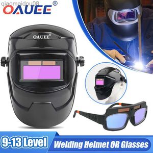 Protective Clothing New Welding Helmet Welder Mask Chameleon Large View True Color Solar Power Auto Darkening Welding Large For Arc Weld Grind Cut HKD230826