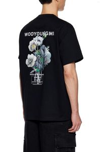 Herr t-skjortor wooyoungmi kort ärm tee koreansk stil t-shirt designer skjorta kvinnor wym märke mode blomma tryck sommar lös