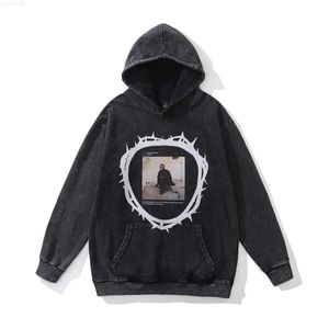 2023 Halloween New American Washed Old Letter Printing Hooded Sweater For Men and Women Street Hip Hop Fashion Par Hoodie Topf6ga