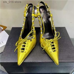 Summer Women's High-end 2024 Metal Stiletto New Dress Sandals Fashion Pointed Single Shoes Sexy Party Banquet High Heels T230828 259