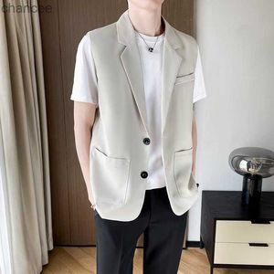 Kamizelka garnituru Slim Fit Fashion Social Mens Dress Vest Korean Business Casual Solid Color Vest Mens Office Formal Vest S-3xl HKD230828