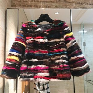 Women futra sztuczna prawdziwa prawdziwa naturalna norek futra damska moda wielokolorowa kolorowa kurtka paska ciepła zima 60 cm długość pełna rękaw 230828