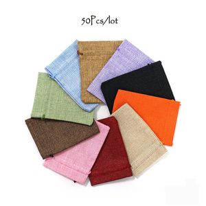 Hediye sargısı 50pcs/lot moda çizme kasası çantası jüt hediye çantaları mücevher ambalajı ile şeker çantası ile düğün çantaları özel olabilir 230828