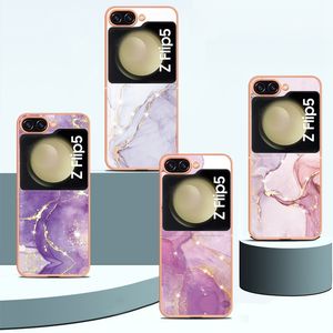 ZFlip5 33Designs Marble Soft IMD TPU Chromed Cases For Samsung Z Flip 5 4 Zflip4 Fashion Flower Ocean Bling Scale Plating Granite Stone Back Cover