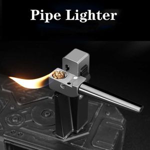 Creative Metal Outdoor Butane No Gas Lighter Open Flame Refill Unusual Cigar Pipe Men's Collectible Gift Accessories 05EI