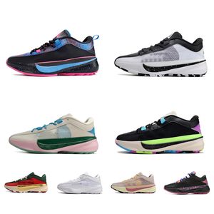 Mens giannis zoom freak 5 basketball shoes Emerging Power Oreo Five the Hard Way Pure Money Blue Black White Pink Red Green sneakers tennis with box