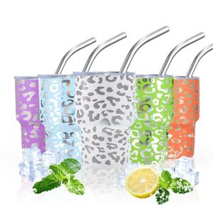 2oz 3oz Shot Glass Mini Cup Leopard Cheetah discurs recign assited Stains Straw Straw Tumblers لطيف Tumbler Sublimation Glass 828