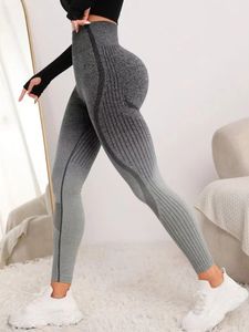 Kadın Taytlar Seksi Kadın Yoga Gradyan Sakinsiz Spor Legging Gym Fitness Giyim Egzersiz Leggins Booty Push Up Tayt 230828