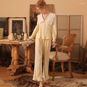 Damen-Nachtwäsche, schlicht, bequem, Spleißen, fadenförmige Selvedge, Umlegekragen, Pyjama-Sets, Modal-Komfort-Pyjama