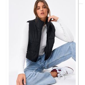 Trench da donna 2023 Autunno Dolcevita nero imbottito in cotone Cerniere Senza maniche Tenere al caldo Abbigliamento femminile casual alla moda invernale