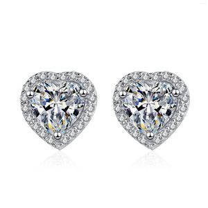 Серьги-серьги в форме сердца в форме сердца мойссанитовые ушные шпильки прошли алмаз тест 925 стерлингового серебряного серебра PT950 изысканная сережка с грудью.