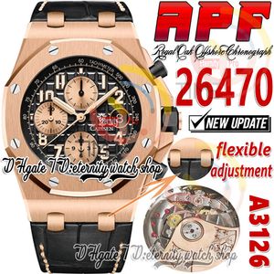 APF 42mm 2647 A3126 Automatisk kronograf Mens Watch Rose Gold Black Textured Dial Rose Gold Subdial 2023 Super Edition Eternity Watches Strap Exclusive Technology