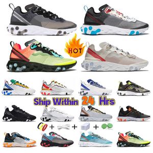 React Element 87 55 Running Shoes React WR ISPA Men Women Ghost Aqua Wolf Grey Platinum Volt Summit White Mens Trainer Sports Sneakers 36-45