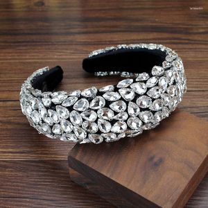 Grampos de cabelo largo cristal acolchoado bandana strass pérola barroco hairband para mulheres na moda acessórios diamante