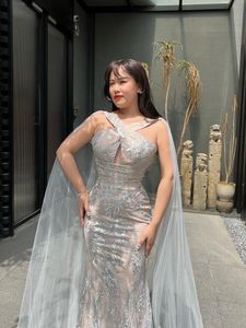 Party Dresses Silver Embroider Gowns Fashion Ladies Bling Evening Dress Luxury For Women Wedding Sexy Tulle